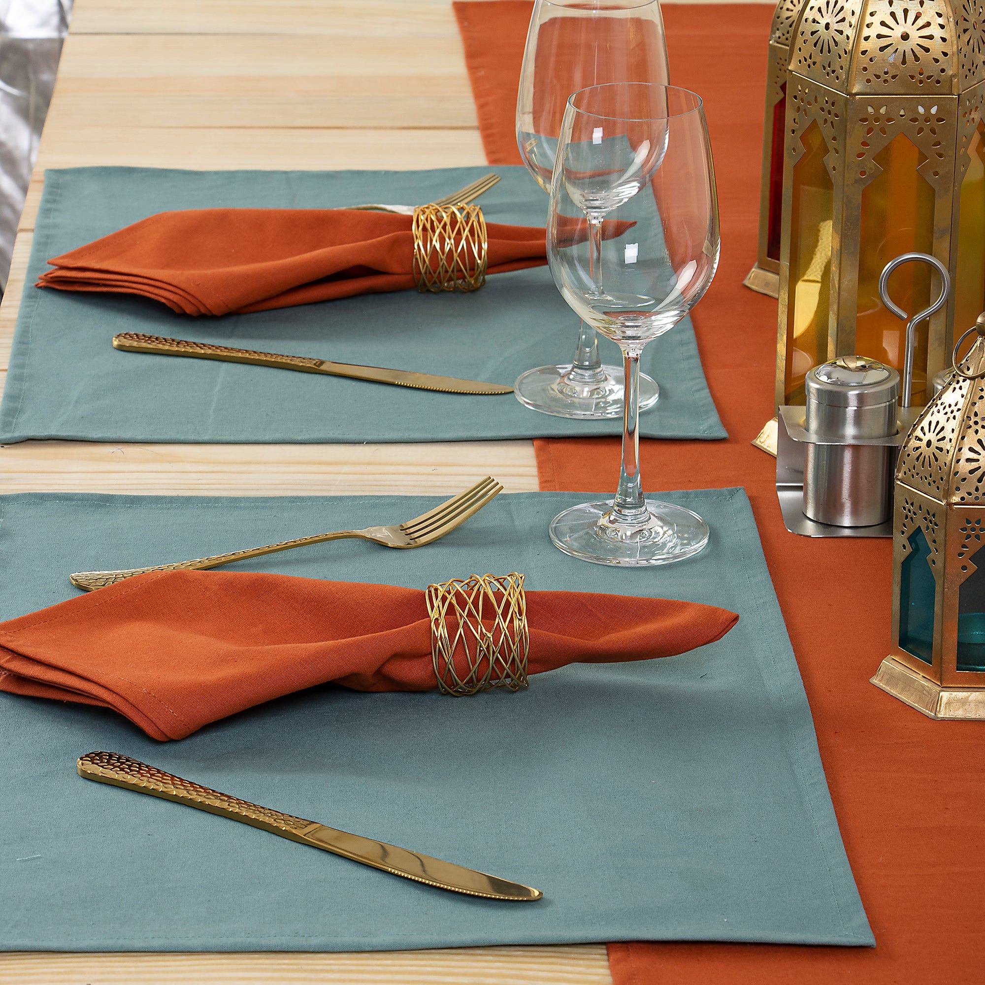 Solid Brown Pure Cotton Table Mats And Runners